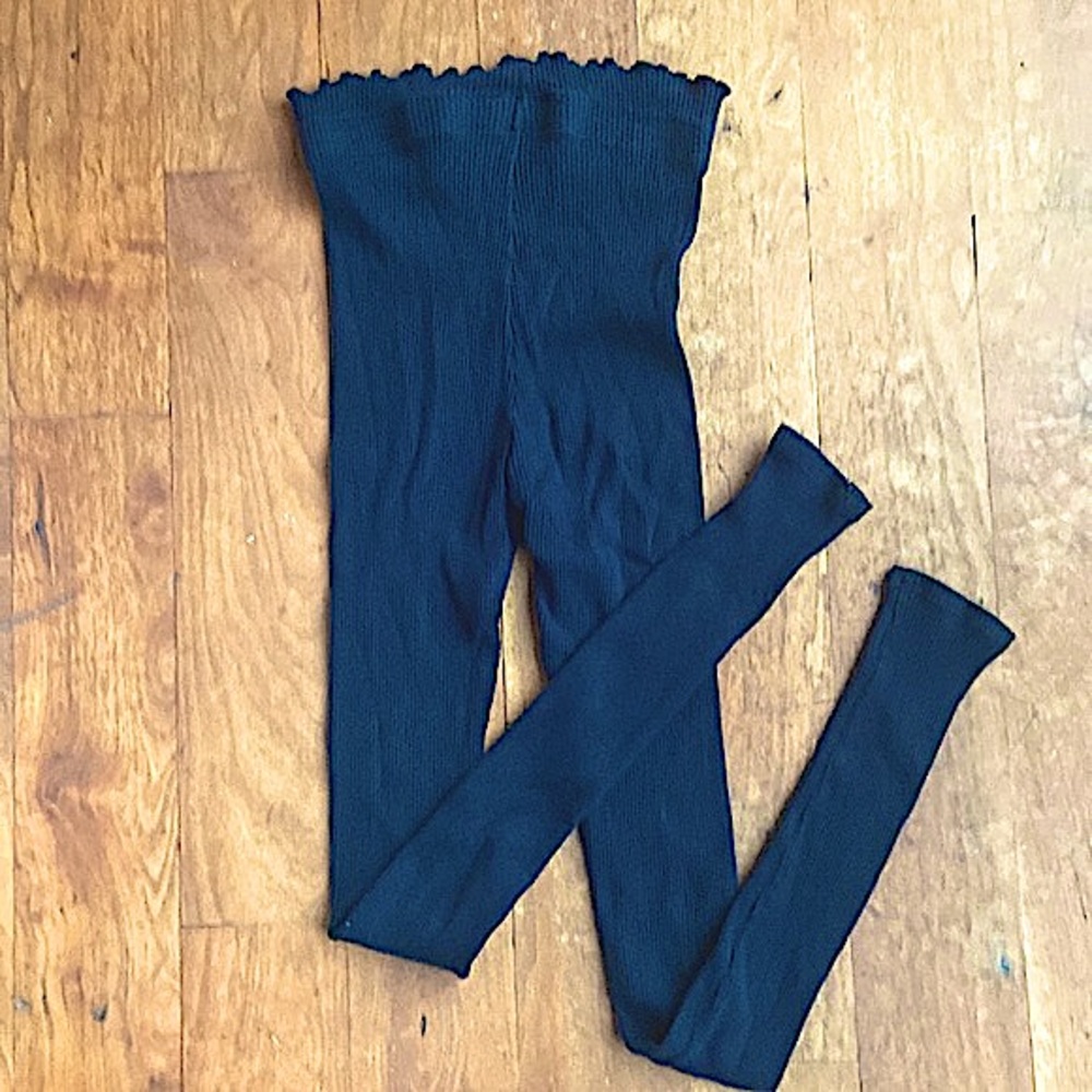 Fashion Nova-Black Ribbed Footless Tights~Small